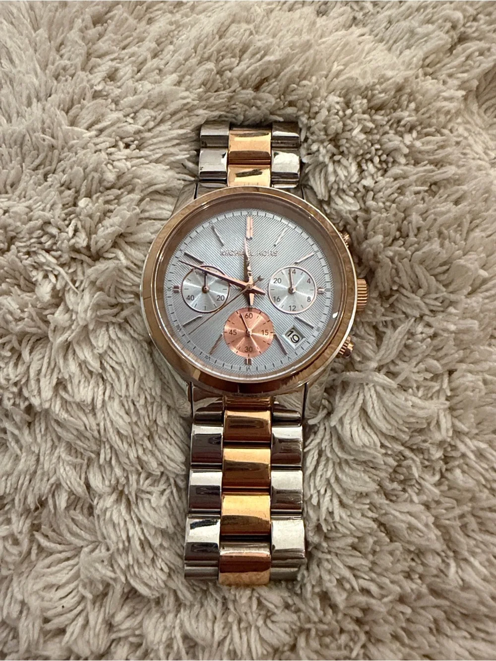 MICHAEL KORS ROSE GOLD TONED STAINLESS RUNWAY WATCH LADIES MK-6166 CHRONOGRAPH
